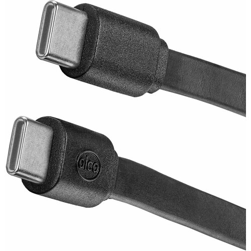 Кабель - провод для зарядки смартфона и других устройств, плоский USB Typ C / USB Typ C , черный кабель провод для зарядки смартфона и других устройств плоский usb typ c apple lightning белый