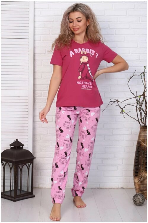 Пижама Иваново, футболка, брюки, размер 46, розовый