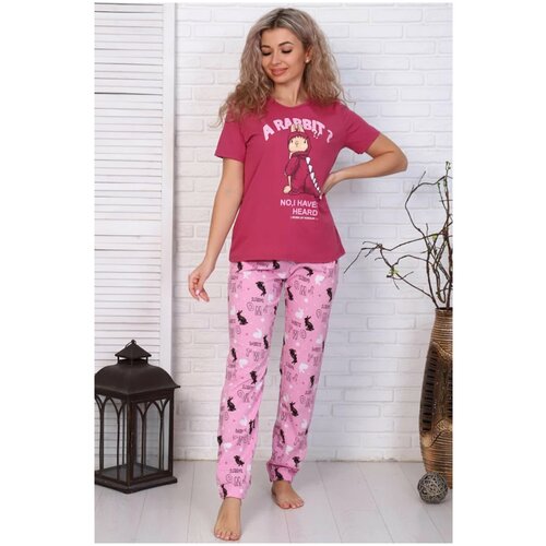 фото Пижама иваново, футболка, брюки, размер 46, розовый