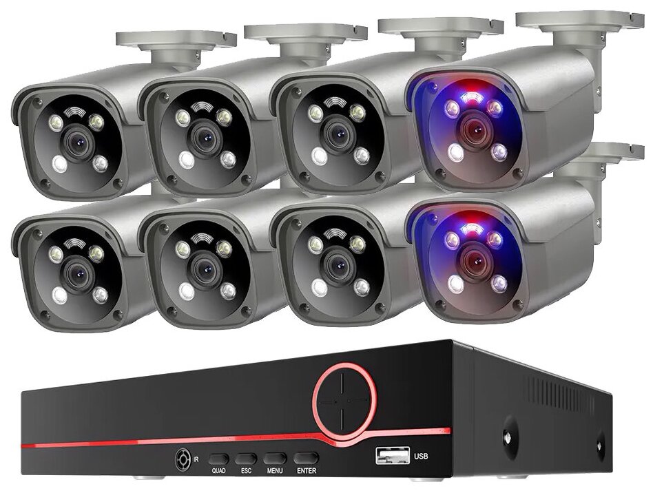 Цифровой проводной IP POE комплект 8Mp 4K видеонаблюдения на 8 камер MiCam Tech 8048