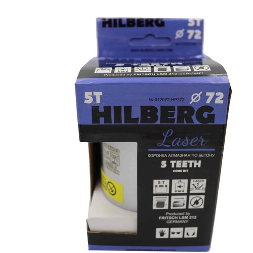 Коронка алмазная по бетону 72 мм Hilberg Laser Five Teeth HP272