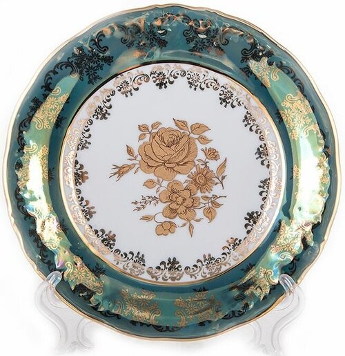 Набор из 6-ти тарелок Роза Зеленая Размер: 19 см