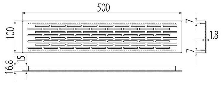 Решетка вентиляционная 500х80 мм, инокс GTV - фото №2