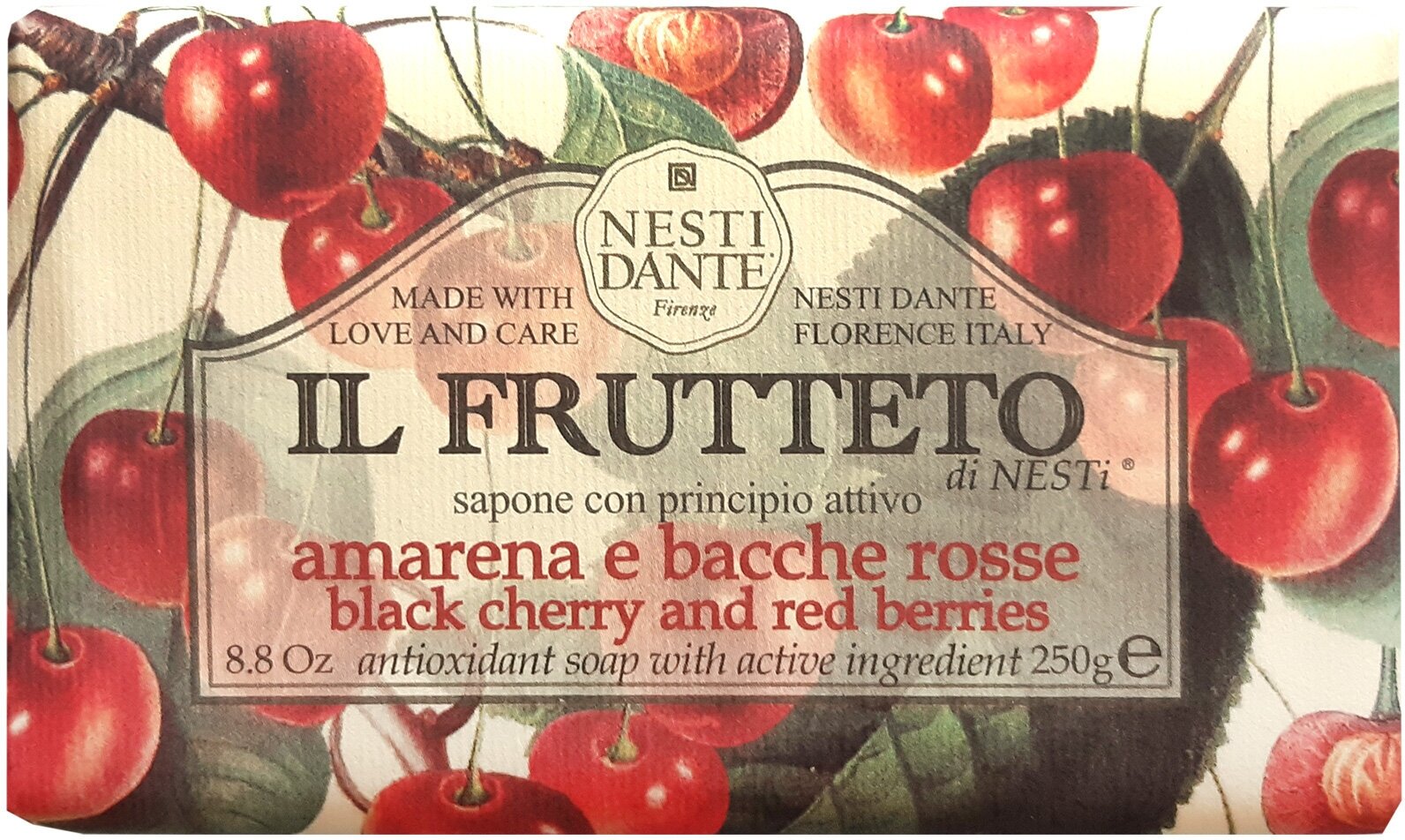 Мыло кусковое Nesti Dante Черешня и красные ягоды, 250г