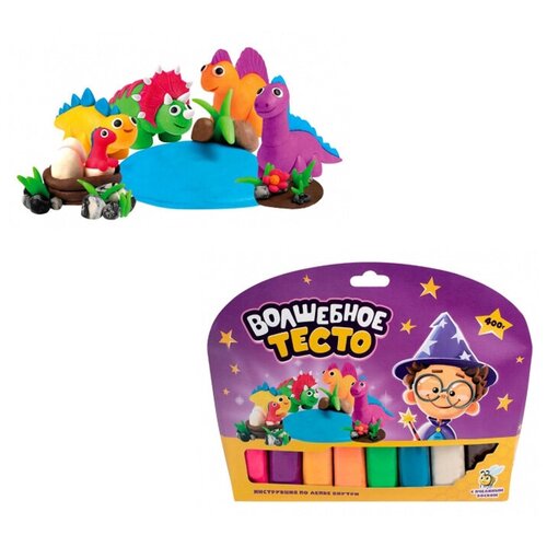 Набор для творчества Тесто для лепки Волшебное тесто 400 гр Семья динозавров VT015