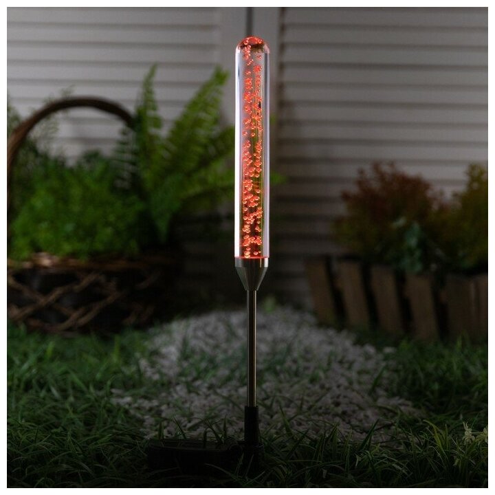 Садовый светильник на солнечной батарее "Пузырьки", 70 см, 1 LED, свечение мульти (RGB)