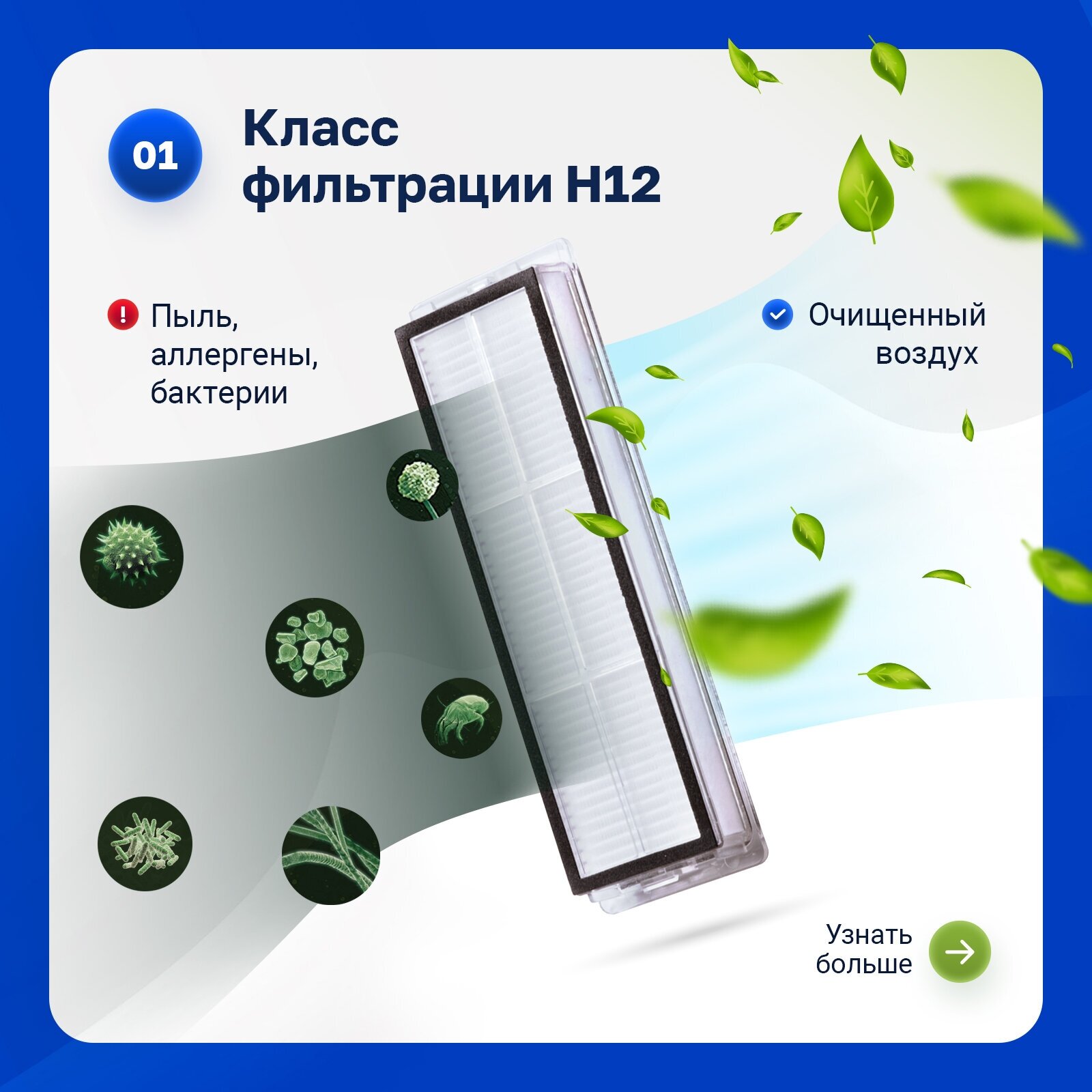 Комплект фильтров для робот-пылесоса Xiaomi, Mijia Sweeping Vacuum Cleaner 1C, Vacuum-Mop SKV4093GL, 1C, Dreame F9, STYTJ01ZHM