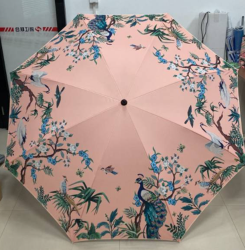 Зонт пляжный с наклоном, 200 см, Павлины розовый, арт. J2022003