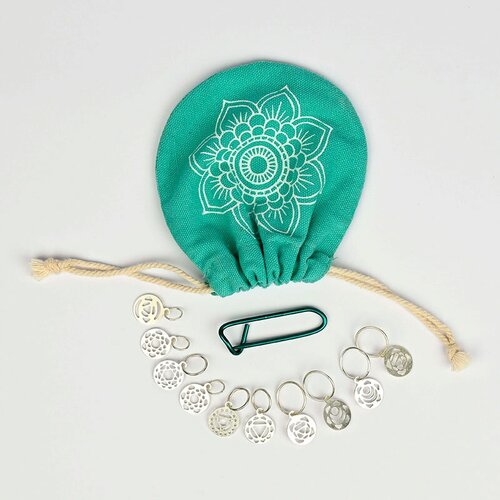 36632 Knit Pro Маркер для вязания Mindful металл с покрытием из стерлингового серебра, бирюзовый, 10 шт в мешочке