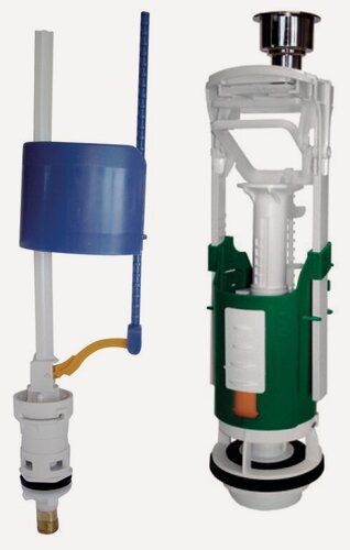 Изображение товара Комплект клапанов: спуск ATLAS V3 + наливной Uni Bottom с нижней подводкой, 1/2" OLI, латунь 122540