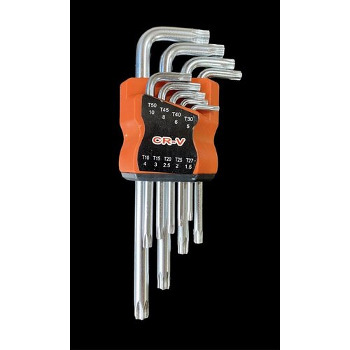 Набор ключей Звездочки длинный 9 штук, размер головки от 1,5 до 10мм набор ключей гаечных шестигр 1 5 10мм 9шт crv park