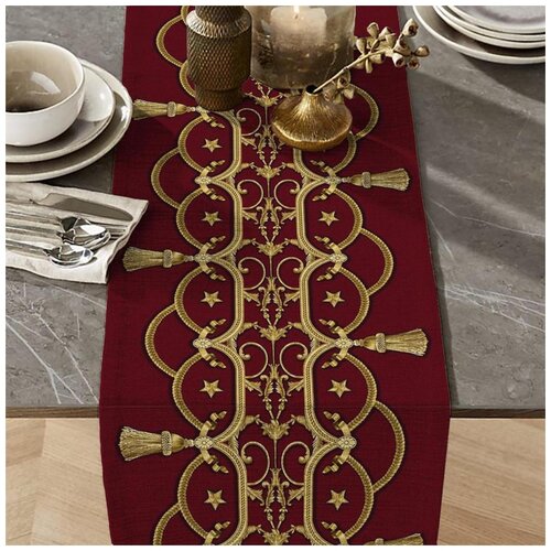 фото Дорожка на стол из рогожки "всё себе"; аксельбант; размер: 50 х 145