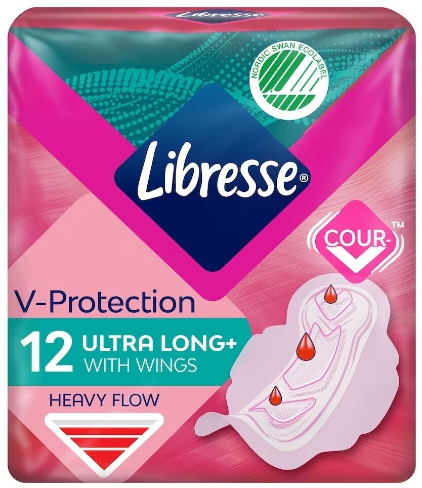Гигиенические прокладки Libresse V-Protection Ultra Long+ 12шт.