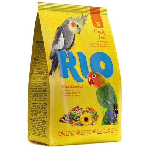 RIO корм Daily feed для средних попугаев, 1кг rio корм moulting period для средних попугаев 1кг