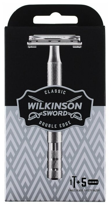 Т-образная бритва Wilkinson Sword Classic Double Edge Premium,(1 станок+5 лезвий)