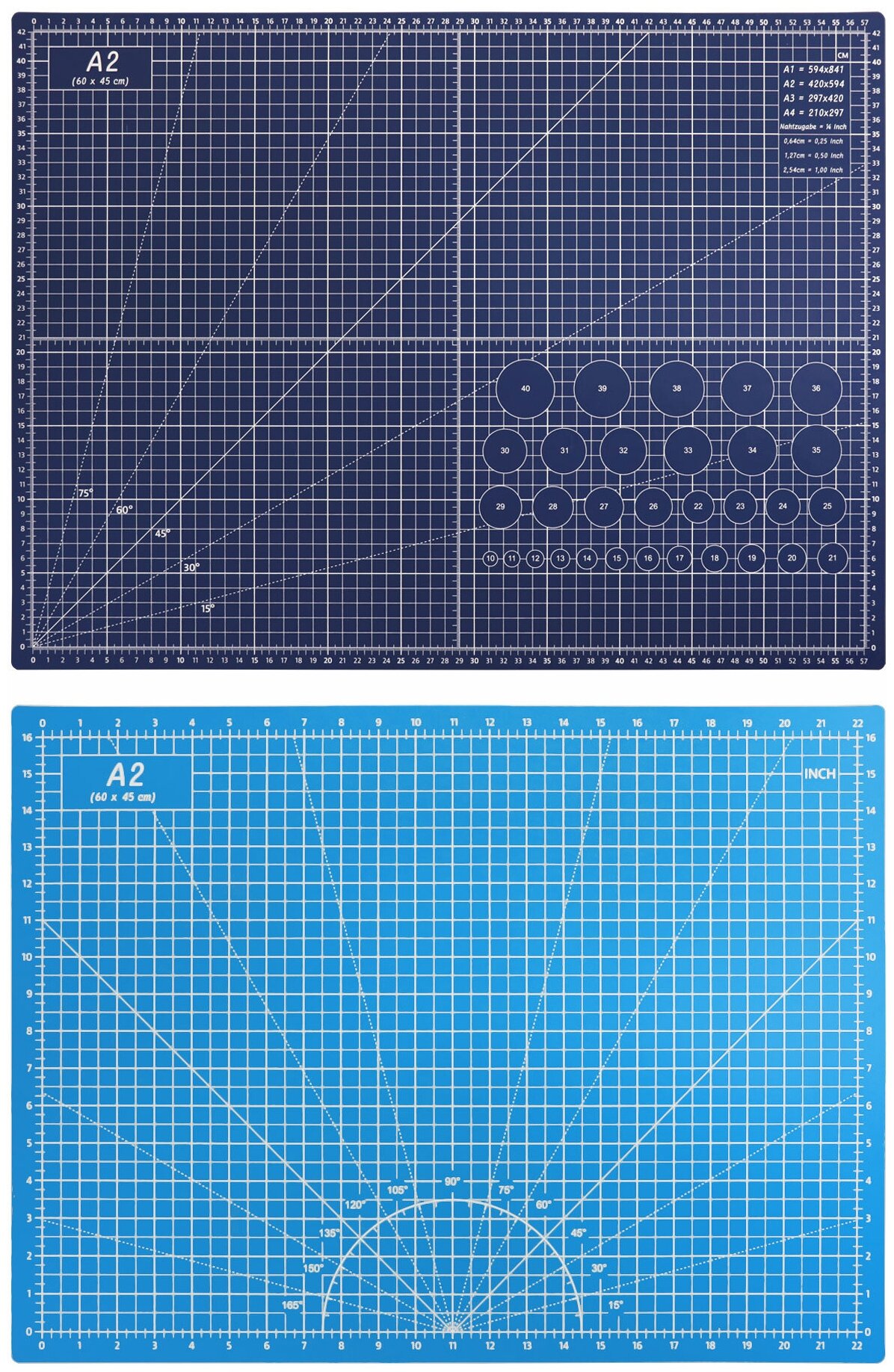 Коврик для макетирования и резки 45x60см A2 двусторонний с разметкой. ПВХ с самовосстанавливающимся покрытием. Цвет синий