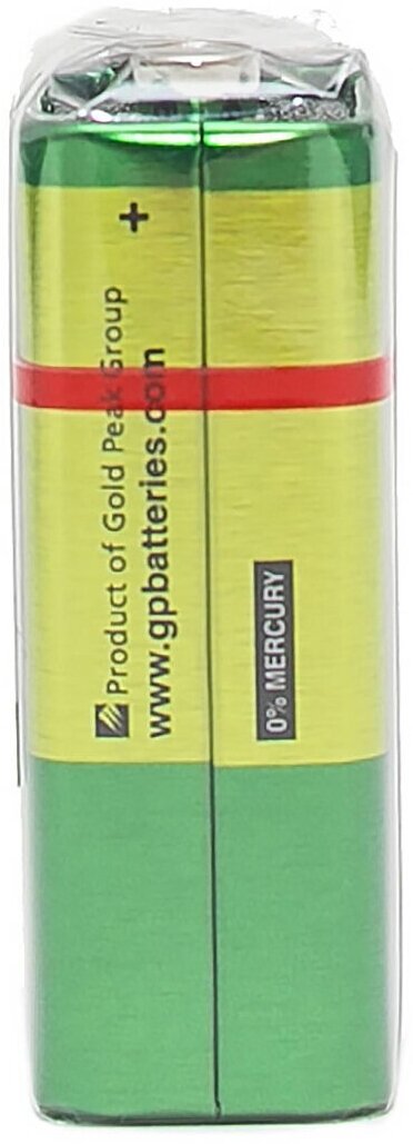 Батарейка солевая GP Greencell Extra Heavy Duty, 6F22-1S, 9В, крона, спайка, 1 шт. 1542529