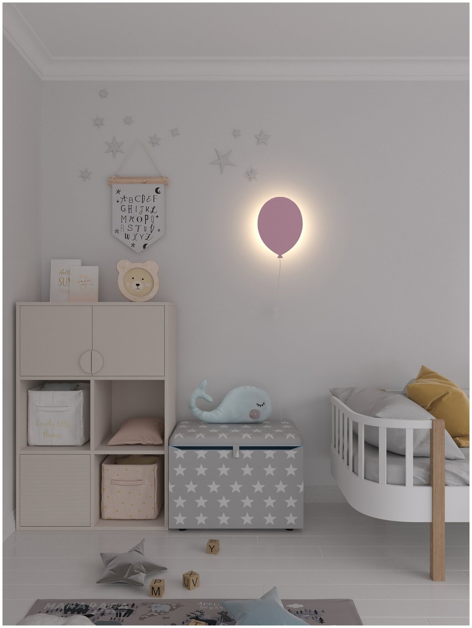 Детский настенный светильник-ночник "Шарик", светодиодная лента, подключение в розетку, розовый - фотография № 6