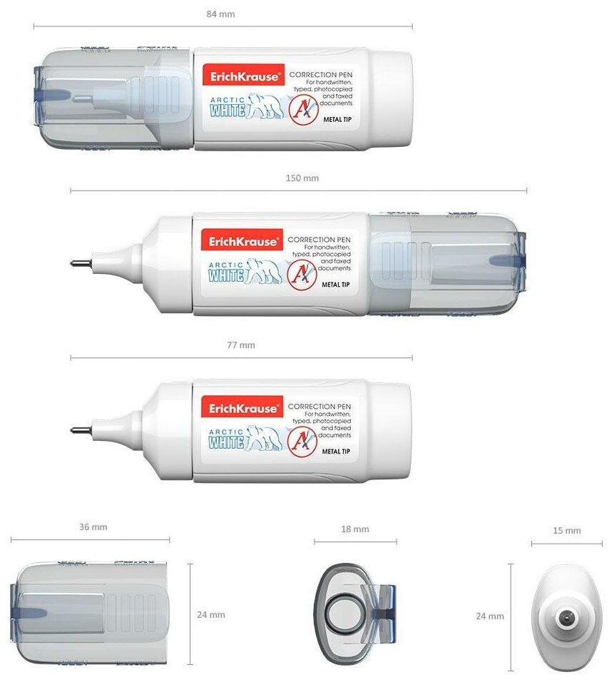 Ручка-корректор ErichKrause Arctic white, 8мл