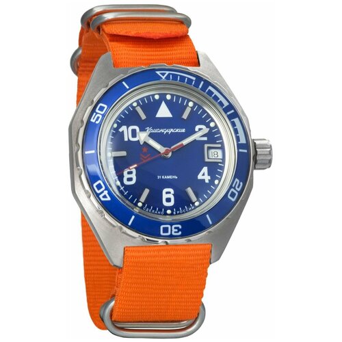 Мужские наручные часы Восток Командирские 650853-orange, нейлон, оранжевый