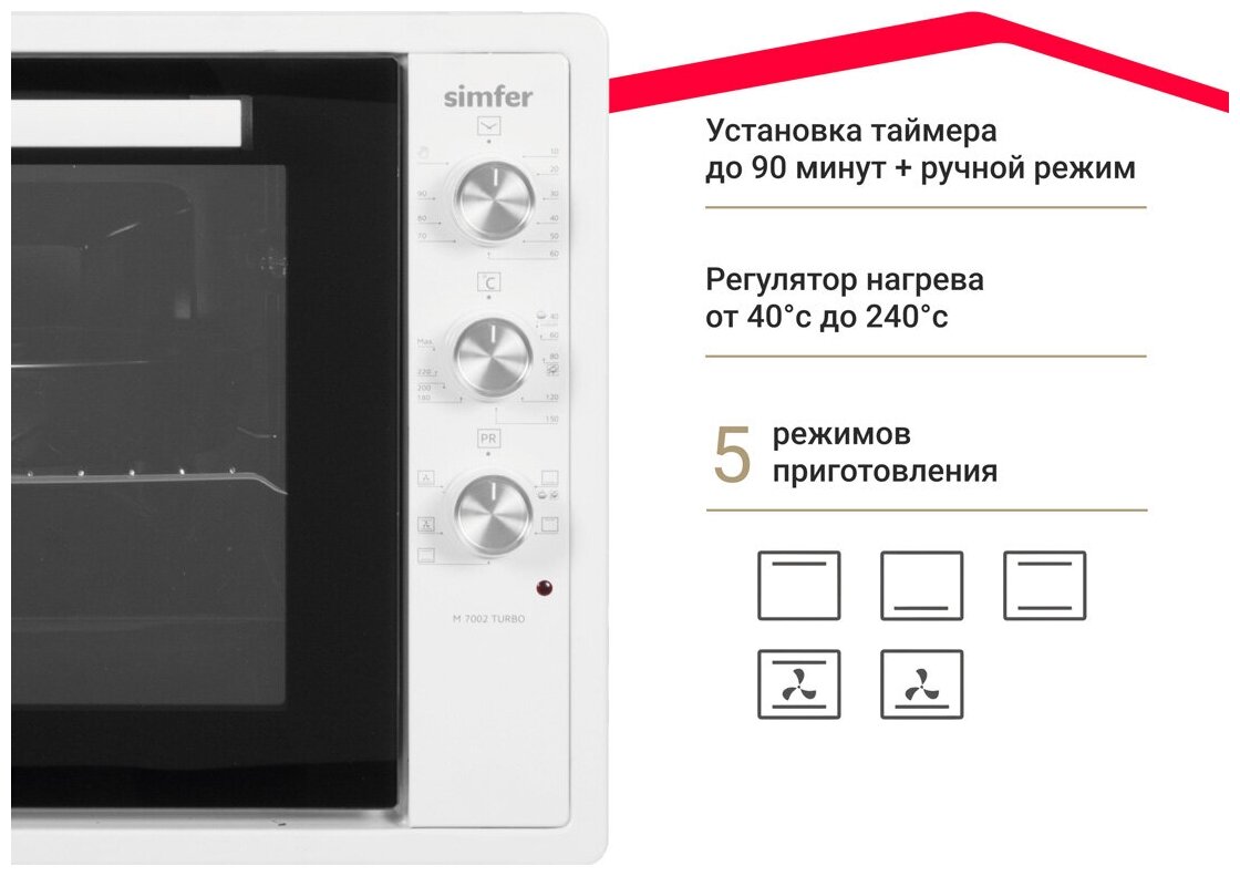 Мини-печь Simfer M7002 серия Albeni Pro XXL (5 режимов работы, конвекция) - фото №2