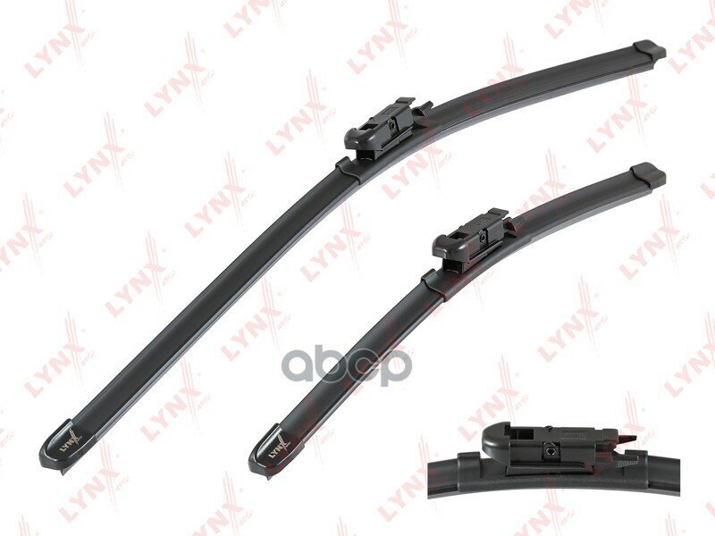 Щетка Стеклоочистителя Бескаркасная, Комплект 600/380Мм Nissan Qashqai(J10) 07>, Fiat Panda 12> LYNXauto арт. XF6038T