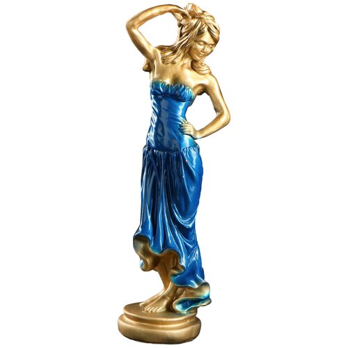 фото Фигура "девушка с розой" бронза синее платье 15×20×55 см, 3589930 хорошие сувениры