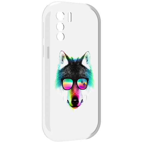 Чехол MyPads радужный волк для UleFone Note 13P задняя-панель-накладка-бампер