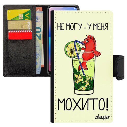 фото Чехол книжка для мобильного iphone 8 plus, "не могу - у меня мохито!" коктейль комикс utaupia