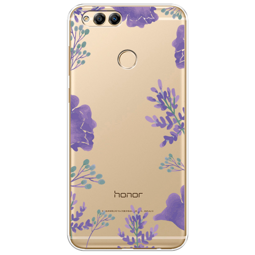 Силиконовый чехол на Honor 7X / Хонор 7Х Сиреневая цветочная рамка, прозрачный силиконовый чехол на honor 7x хонор 7х сиреневая цветочная рамка прозрачный