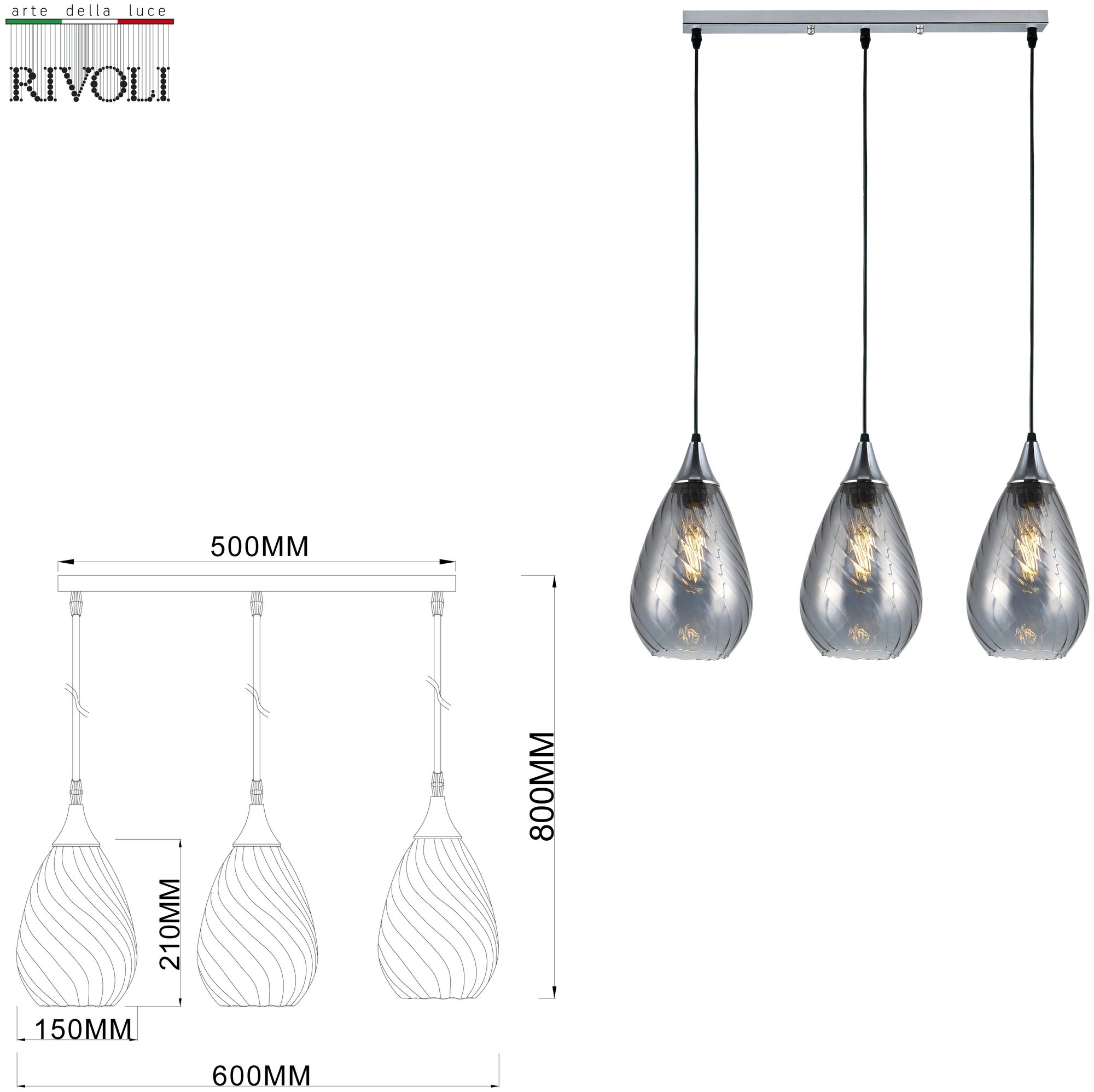 Подвесной светильник Rivoli Lily 9122-203 Б0054874 - фотография № 2