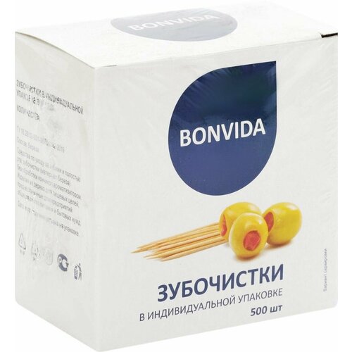 Зубочистки деревянные BONVIDA, 500 шт. - 5 упаковок