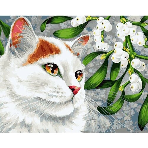 Картина по номерам Белый кот 40х50 см Hobby Home картина по номерам черно белый кот 40х50 см