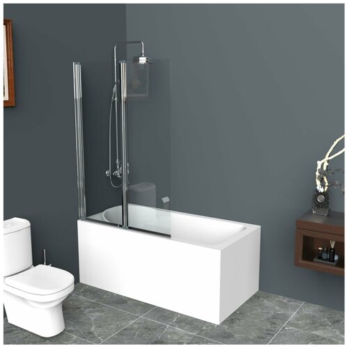 Душевая шторка на ванну BelBagno UNO-V-21-120/150-C-Cr шторка на ванну belbagno uno v 1 90 150 c cr профиль хром стекло прозрачное