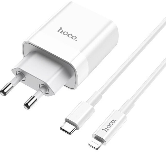 Сетевое зарядное устройство Lightning PD 3.0 + USB HOCO C80A белое