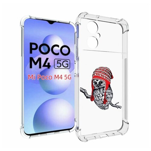 Чехол MyPads сова-в-красной-шапке-на-веточке для Xiaomi Poco M4 5G задняя-панель-накладка-бампер чехол mypads сова в красной шапке на веточке для oppo reno7 pro 5g задняя панель накладка бампер
