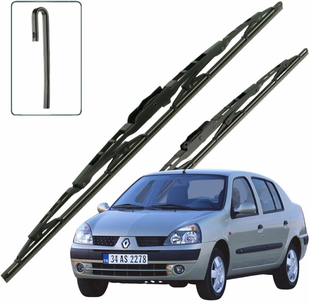 Дворники Renault Symbol (1) LB0P Рено Симбол седан рест. 2002 2003 2004 2005 2006 Щетки стеклоочистителя каркасные для автомобиля 530-450 2 шт.