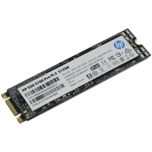 Внутренний SSD M.2 HP 512Gb S700 Pro Series /2LU76AA#ABB/ (SATA3, up to 564/504MBs, 3D NAND, DRAM, 340TBW, 22х80mm)