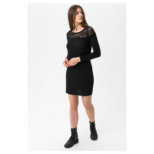 фото Мини-платье с кружевным верхом jacqueline de yong 15198783 женское цвет черный black однотонный р-р 48 l