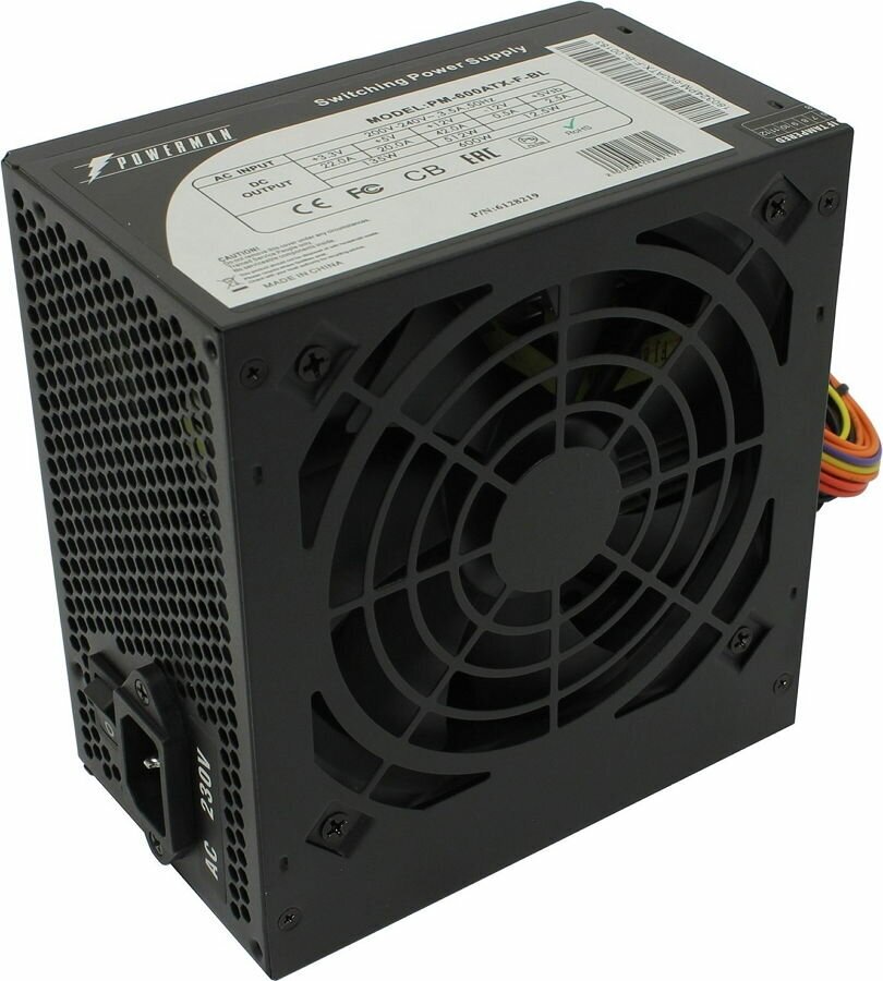 Блок питания PowerMan PM-600ATX-F-BL (600 Вт), Black