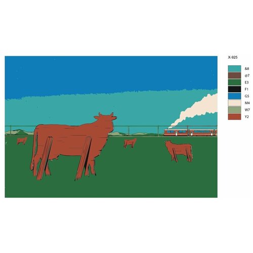 Картина по номерам X-925 Поле деревянныx коров 70x110