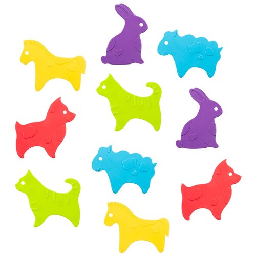 Антискользящие мини-коврики детские для ванной ANIMALS от ROXY-KIDS, 15 шт, цвета в ассортименте