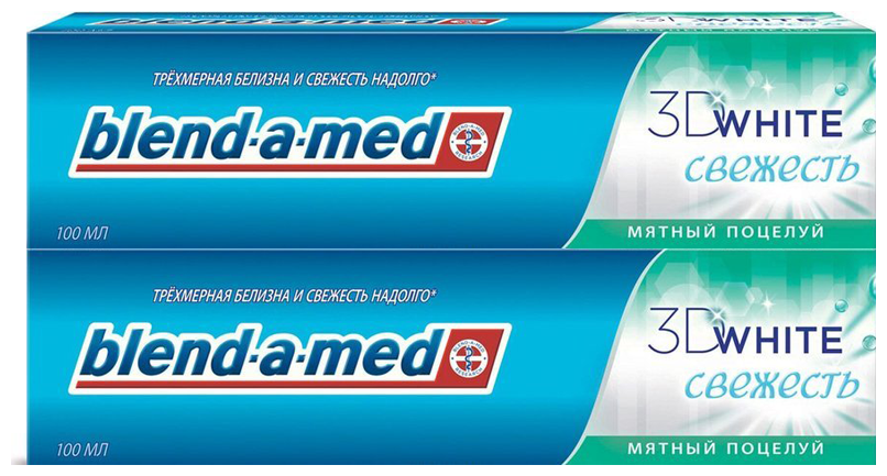 BLEND-A-MED Зубная паста 3D WHITE Мятный поцелуй, 100мл (2 шт в наборе)