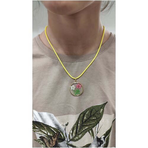 Колье, эпоксидная смола, длина 40 см, золотой, желтый