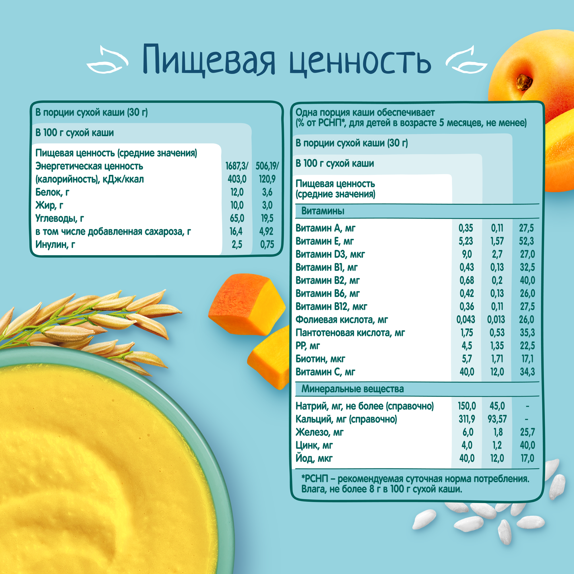 Каша ФрутоНяня, молочная рисовая тыква, абрикос 200 г - фото №9