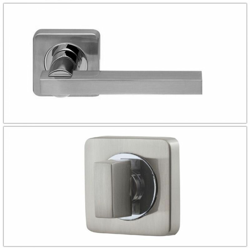 Комплект дверных ручек Armadillo ORBIS_SQ004-21SN/CP-3_W, матовый никель (ручка + завертка WC)