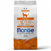 Корм сухой для кошек MONGE Monoprotein 1.5кг с уткой для стерилизованных