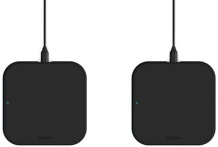 Беспроводная зарядка ZENS Aluminium Single Wireless Charger 10W Twin Pack чёрная (2 беспроводные зарядки)