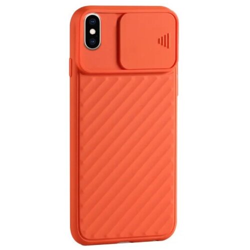 фото Чехол силиконовый для iphone x / xs со шторкой для камеры оранжевый grand price