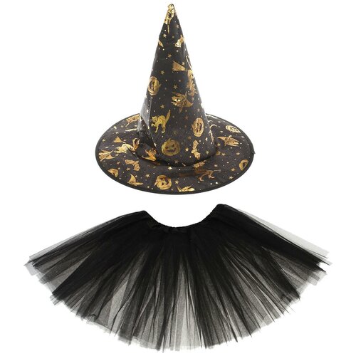 ведьмочка тыковка детский Карнавальный набор Ведьмочка, юбка, шляпа, 3-5 лет, обхват головы 54 см